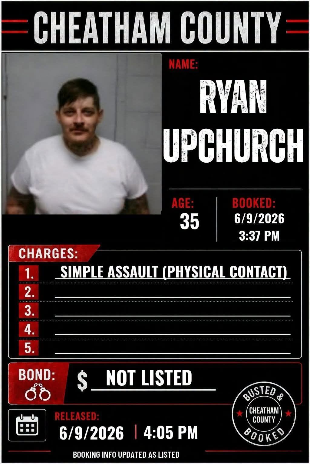 Ryan Upchurch Arrested